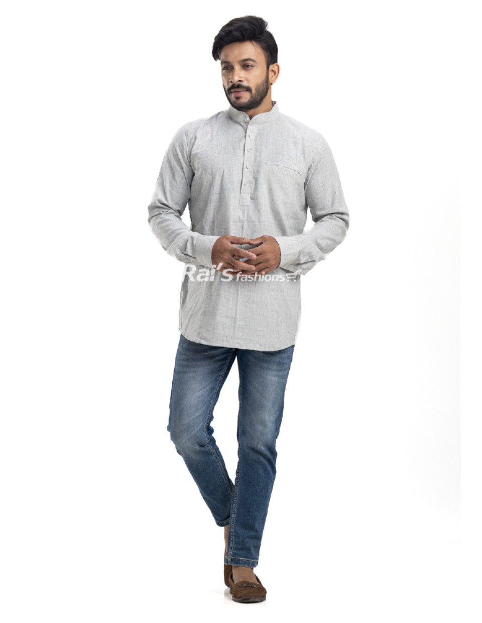 Men Ash Color Self Weaving Straight Kurta (NS90) Men Ash Color Self Weaving Straight Kurta (NS90)